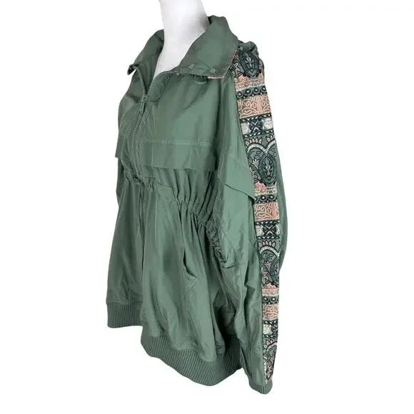 Free People FP Movement She Fly Anorak Windbreaker Hooded Jacket Oversize Sz XS - Picture 9 of 11